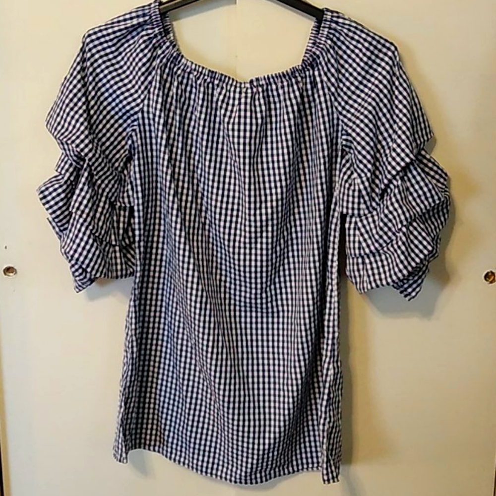 Off-The-Shoulder Puff Sleeve Gingham Billie Dress